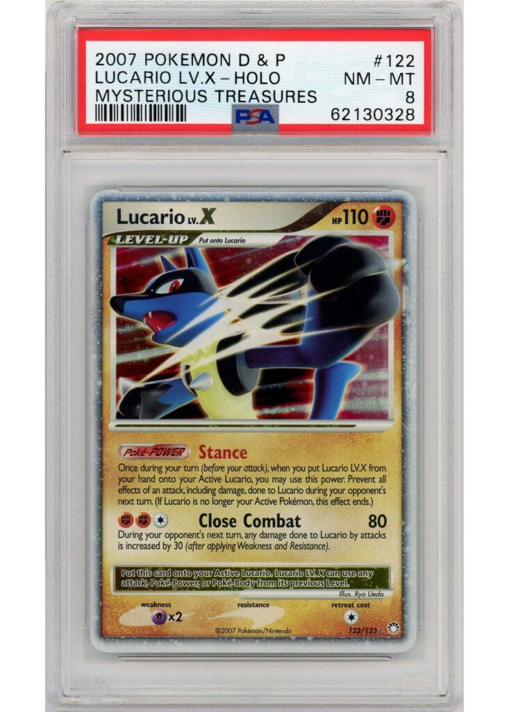 Lucario LV.X PSA 8 - Gradede pokemon kort på Pokemons.dk