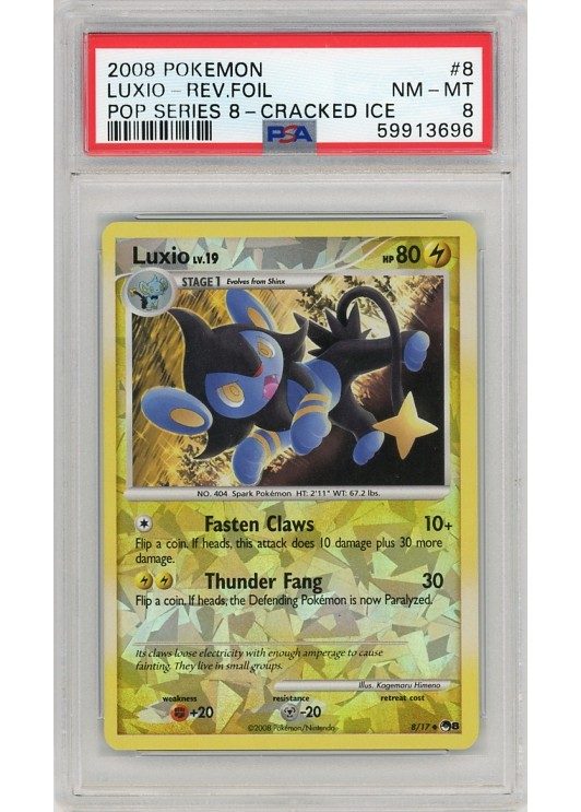 Luxio Cracked Ice Reverse Holo 8/17 Reverse Foil PSA 8