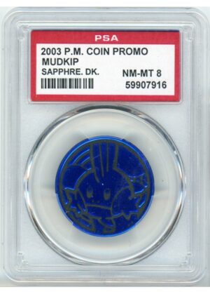 Mudkip Pokemon mønt (Blå Mirror Holo) PSA 8