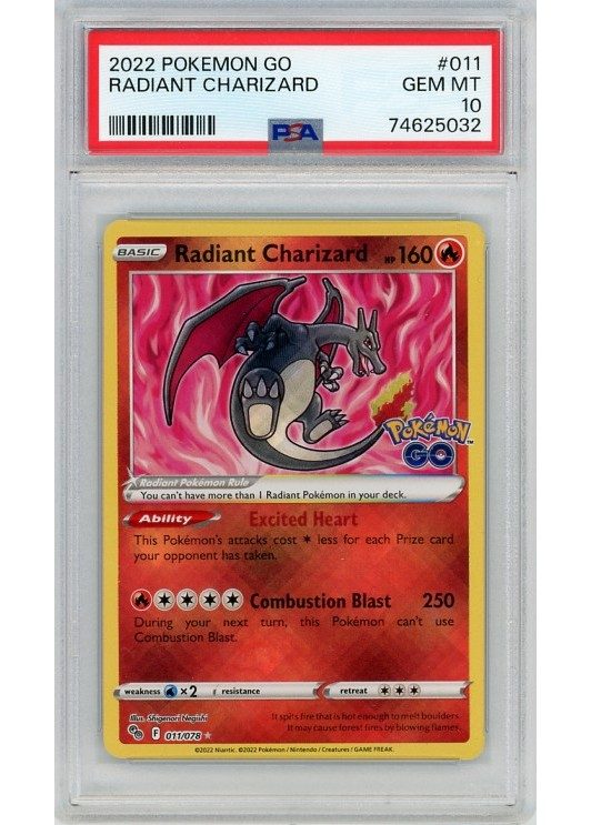 Radiant Charizard PSA 10 - Gradede pokemon kort på Pokemons.dk