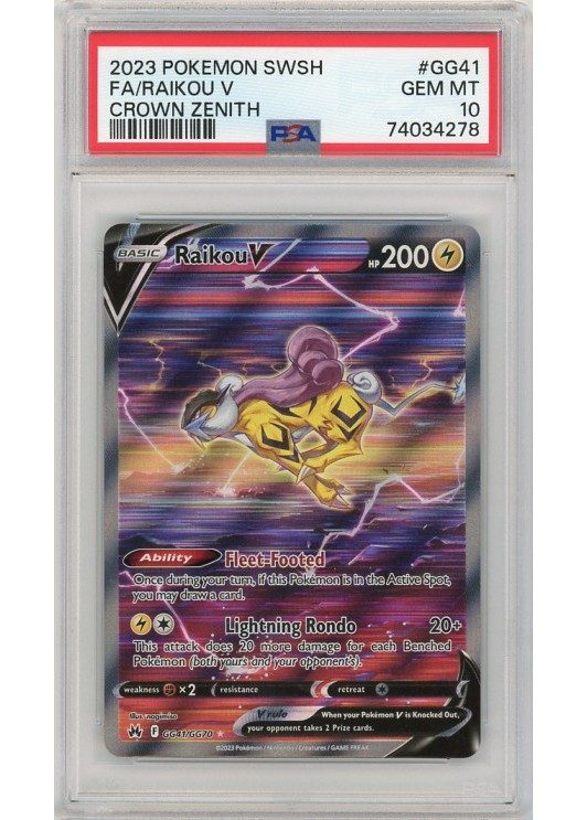 Raikou V PSA 10 - Gradede pokemon kort på Pokemons.dk