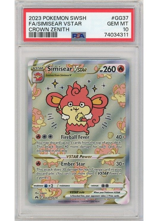 Simisear VSTAR PSA 10 - Gradede pokemon kort på Pokemons.dk
