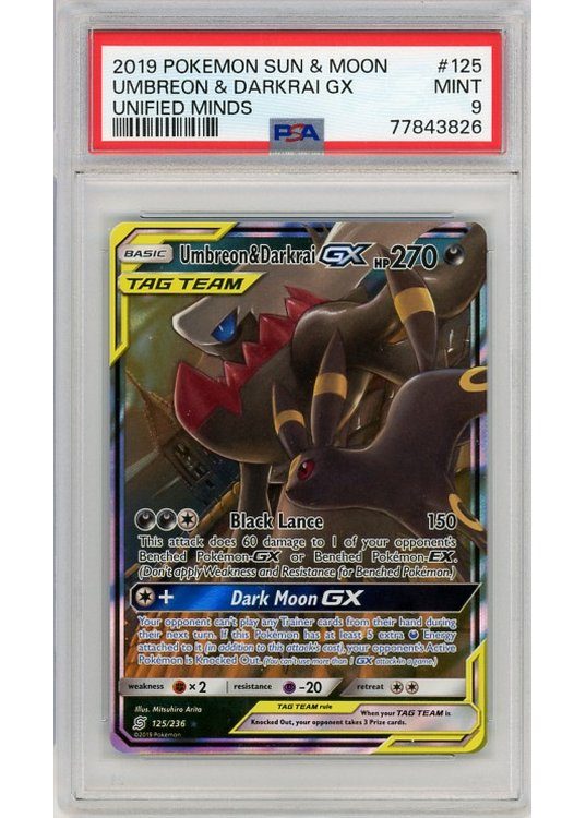 Umbreon & Darkrai GX – 125/236 – PSA 9
