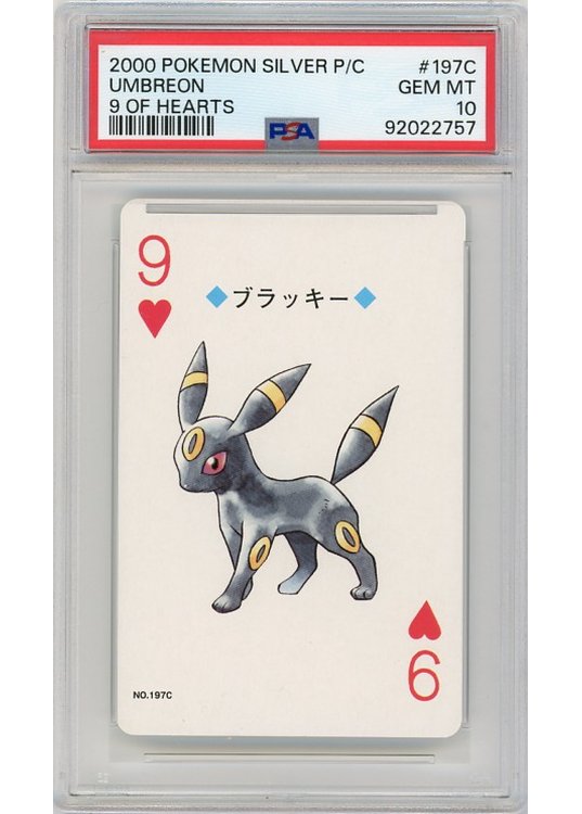 Umbreon Hjerter 9 Silver Poker Set 197C PSA 10Umbreon Hjerter 9 Silver Poker Set 197C PSA 10 - Bagside