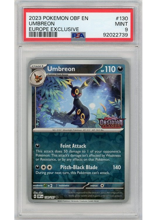 Umbreon Obsidian Flames Stamp 130/197 Reverse Foil PSA 9