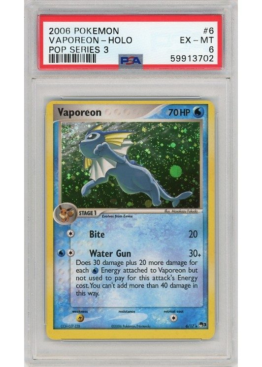Vaporeon Cosmos Holo 6/17 PSA 6