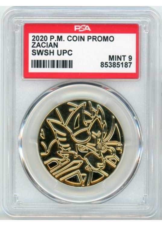 Zacian Pokemon mønt (Guld Metal) PSA 9