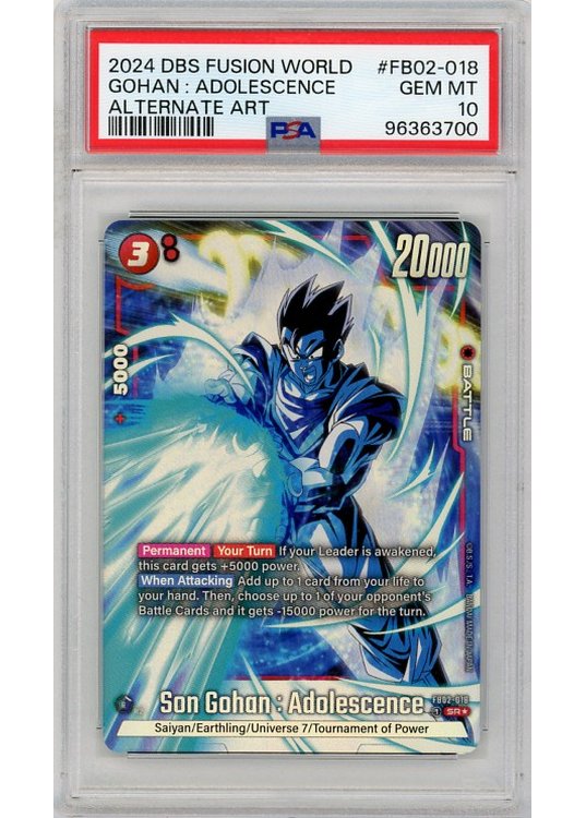 Gohan: Adolescence (Alternate Art) (Dragon Ball) FB02-018 PSA 10