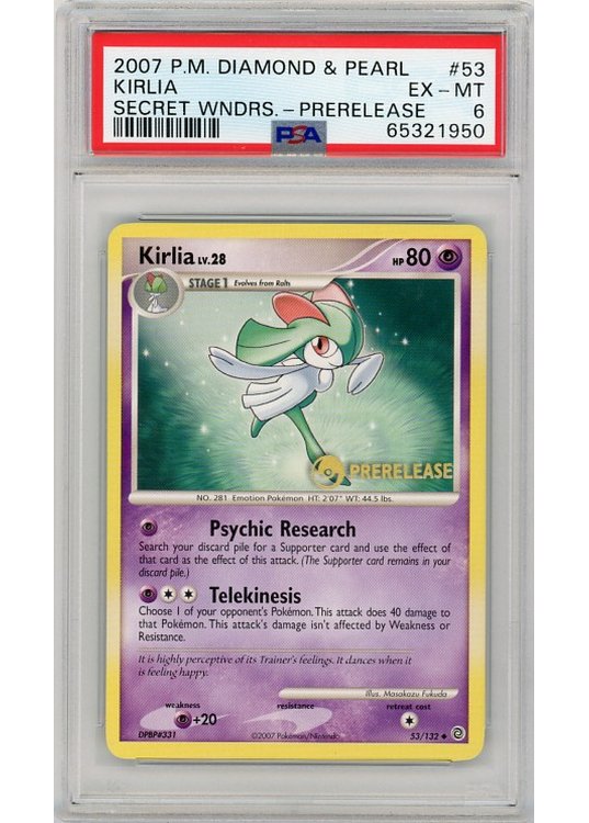 Kirlia Prerelease stamp 53/132 PSA 6