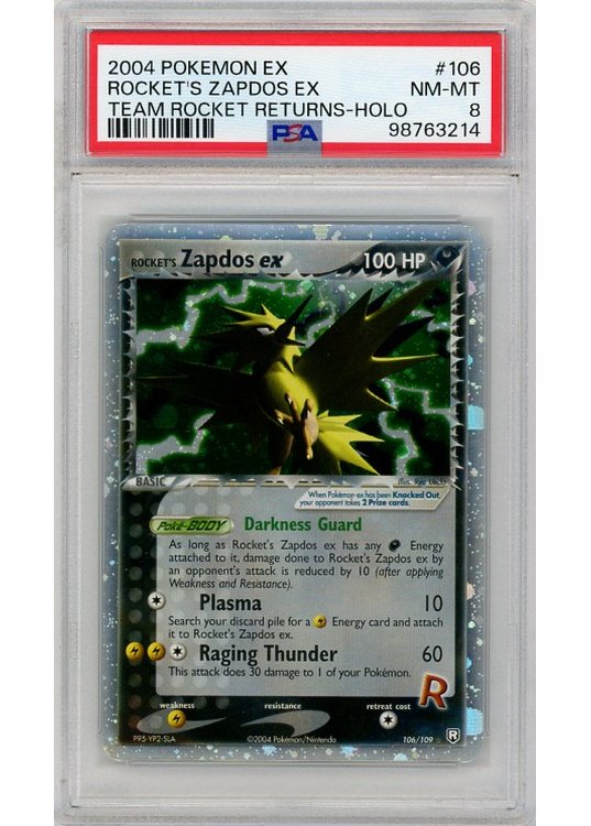 Rocket's Zapdos ex 106/109 PSA 8