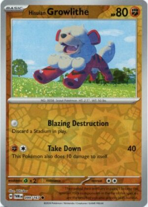 Hisuian Growlithe - 099/167 - Reverse