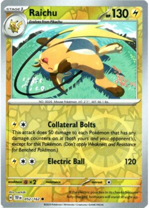 Raichu - 052/162 - Reverse
