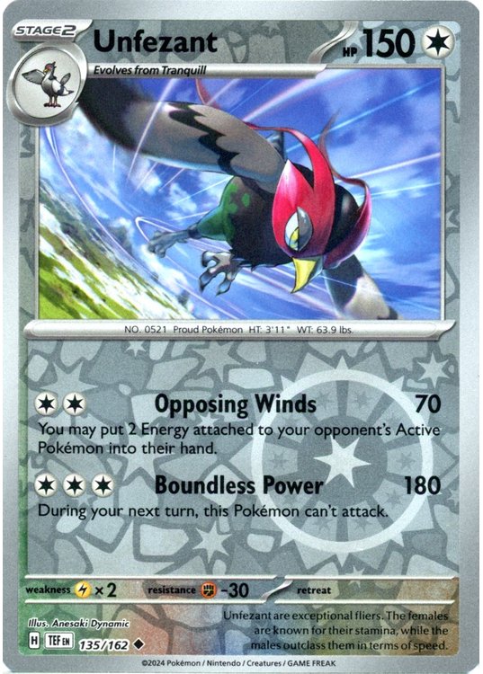 Unfezant - 135/162 - Reverse