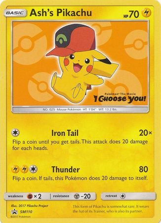 Ash's Pikachu - SM110 - Pokemon Sun & Moon promo