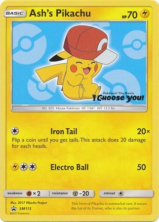 Ash's Pikachu - SM113 - Pokemon Sun & Moon promo