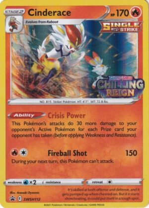 Cinderace - SWSH112 (Prerelease) - Pokemon Sword & Shield promo