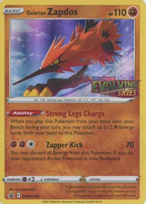 Galarian Zapdos - SWSH124 (Prerelease) - Pokemon Sword & Shield promo
