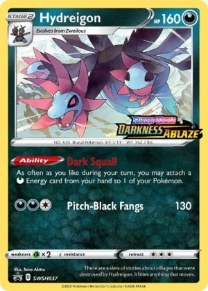 Hydreigon - SWSH037 (Prerelease) - Pokemon Sword & Shield promo
