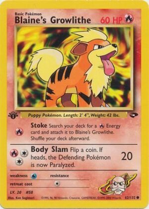 Blaine's Growlithe - 62/132 - 1st Edition