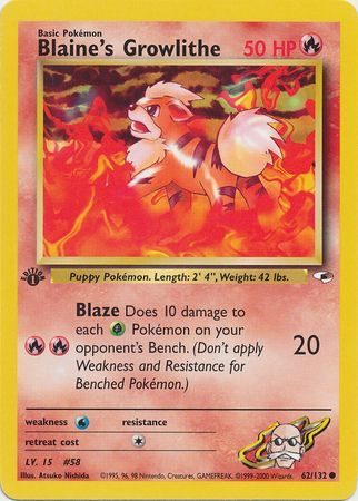 Blaine's Growlithe - 62/132 - 1st Edition