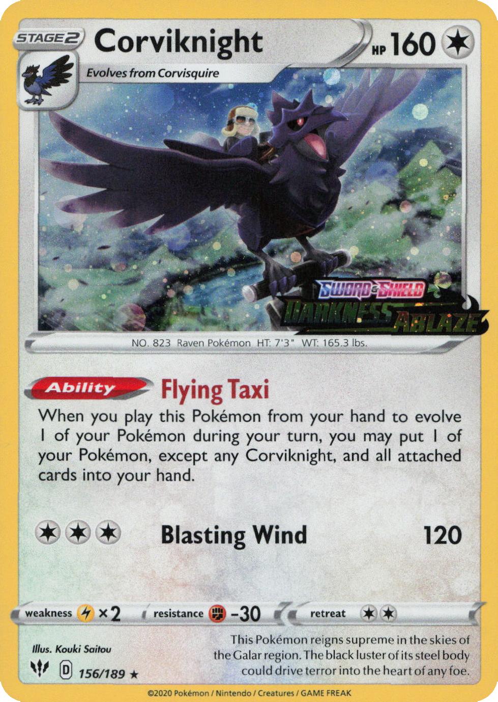 Corviknight – 156/189 – Darkness Ablaze Stamp