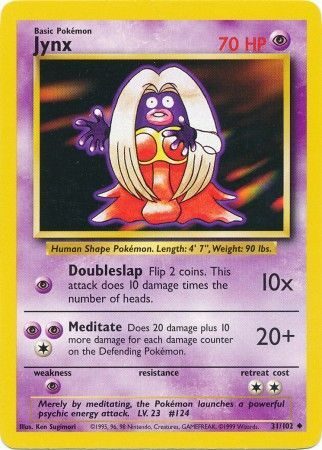 Jynx 31/102 Pokemon enkeltkort fra Base Set