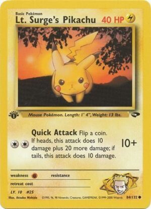 Lt. Surge's Pikachu - 84/132 - 1st Edition