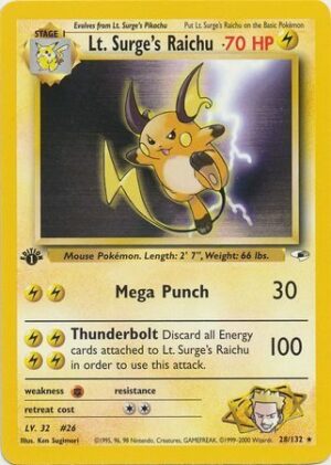 Lt. Surge's Raichu - 28/132 - 1st Edition