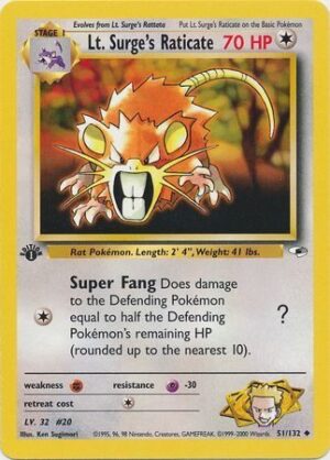 Lt. Surge's Raticate - 51/132 - 1st Edition