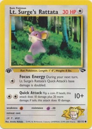 Lt. Surge's Rattata - 85/132 - 1st Edition