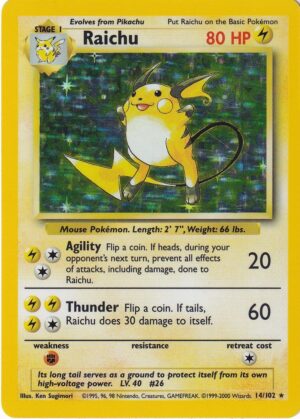 Raichu - 14/102 - 4th Print (Holo)