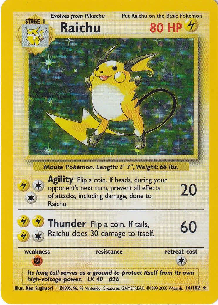 Raichu - 14/102 - 4th Print (Holo)
