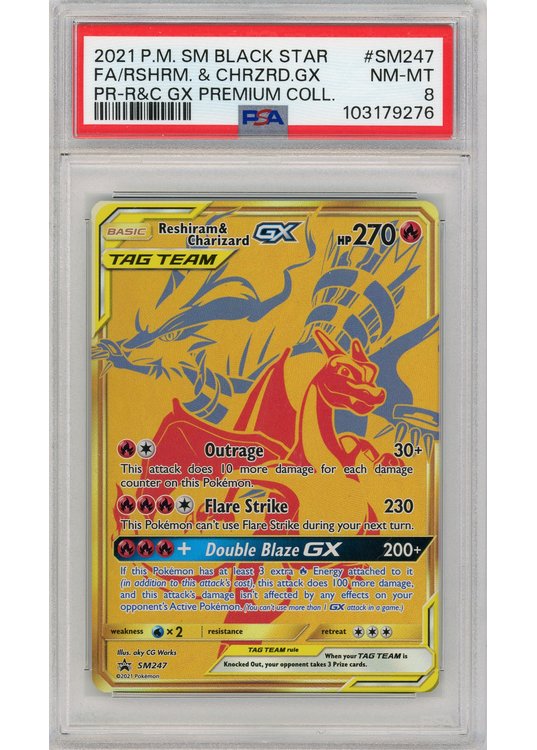 Reshiram & Charizard GX SM247 PSA 8