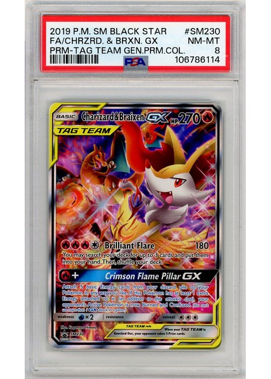 Charizard & Braixen GX SM230 PSA 8