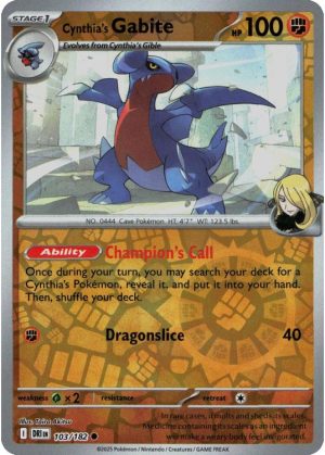 Cynthia's Gabite - 103/182 - Reverse