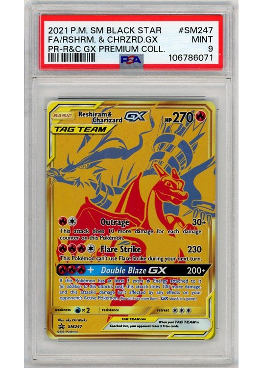 Reshiram & Charizard GX – SM247 – PSA 9