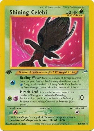 ポケモンカード　shining celebi 1ed 106/105 英語版　a Shining Celebi - 106/105 - 1st Edition - Pokemon enkeltkort fra