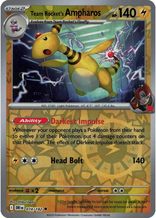Team Rocket’s Ampharos – 074/182 – Reverse