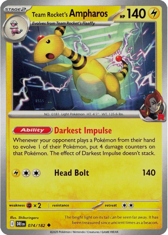 Team Rocket's Ampharos - 074/182