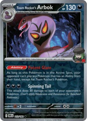 Team Rocket's Arbok - 113/182 - Reverse