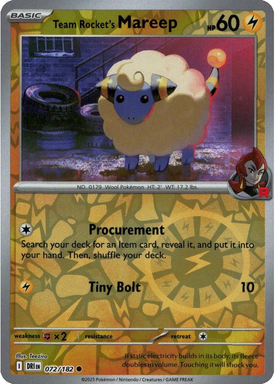 Team Rocket’s Mareep – 072/182 – Reverse