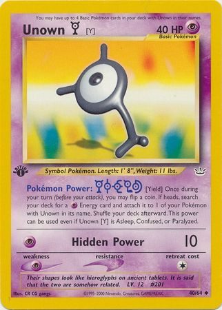 Unown [Y] - 40/64 - 1st Edition