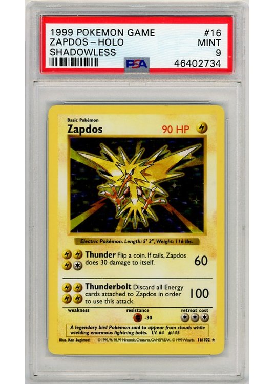 Zapdos 16/102 Shadowless PSA 9