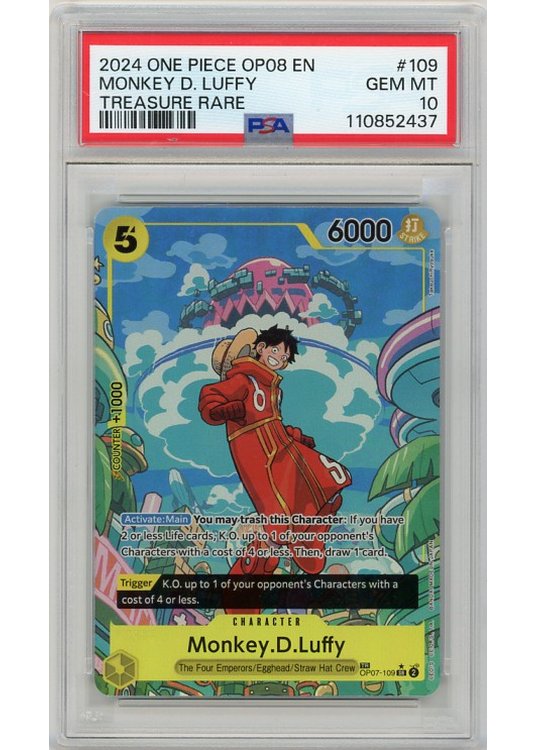 Monkey D. Luffy (Treasure Rare) (One Piece) OP08-109 PSA 10