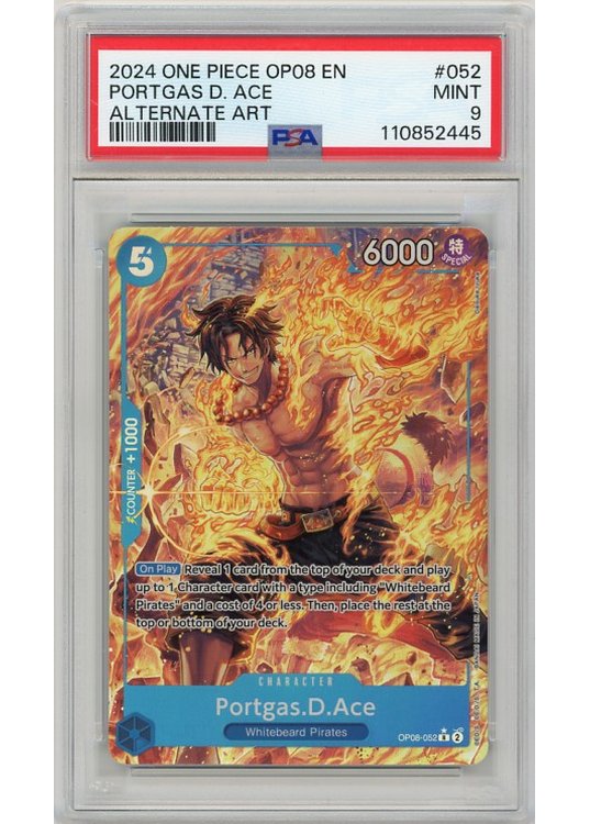 Portgas D. Ace (Alternate Art) (One Piece) OP08-052 PSA 9