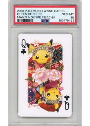 Queen of Clubs (Maiko & Okuge Pikachu Playing Cards)  PSA 10