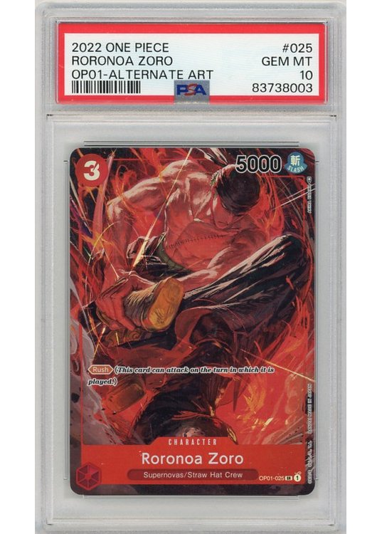 Roronoa Zoro (Alternate Art) (One Piece) OP01-025 PSA 10