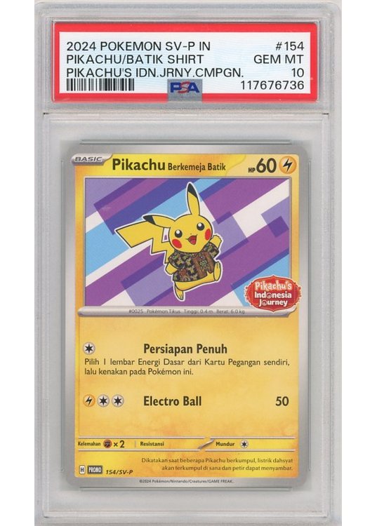 Pikachu Berkemeja Batik PSA 10 - Gradede pokemon kort på Pokemons.dk