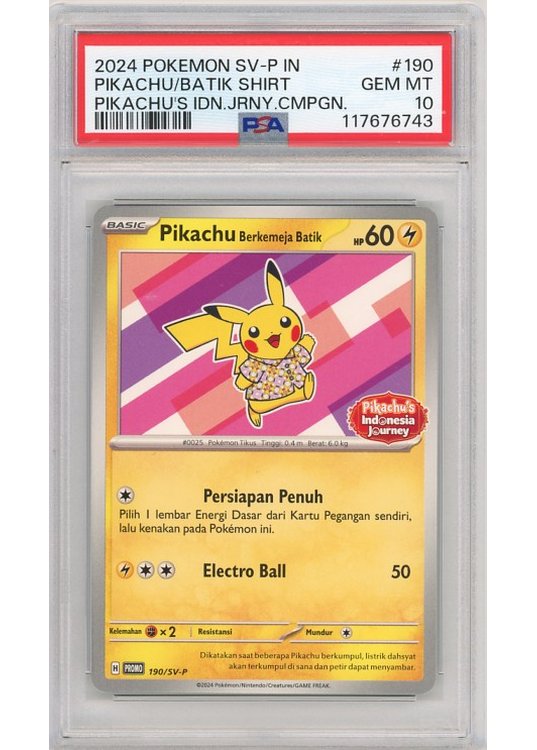Pikachu Berkemeja Batik PSA 10 - Gradede pokemon kort på Pokemons.dk