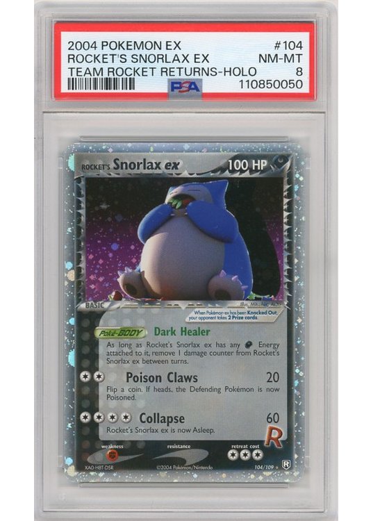 Rocket's Snorlax ex 104/109 PSA 8